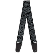 Guitar Strap - Bandana Skulls Black Silver Guitar Straps Buckle-Down   