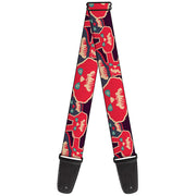 Guitar Strap - Angry Bunnies CLOSE-UP Purple Red Blue Guitar Straps Buckle-Down   