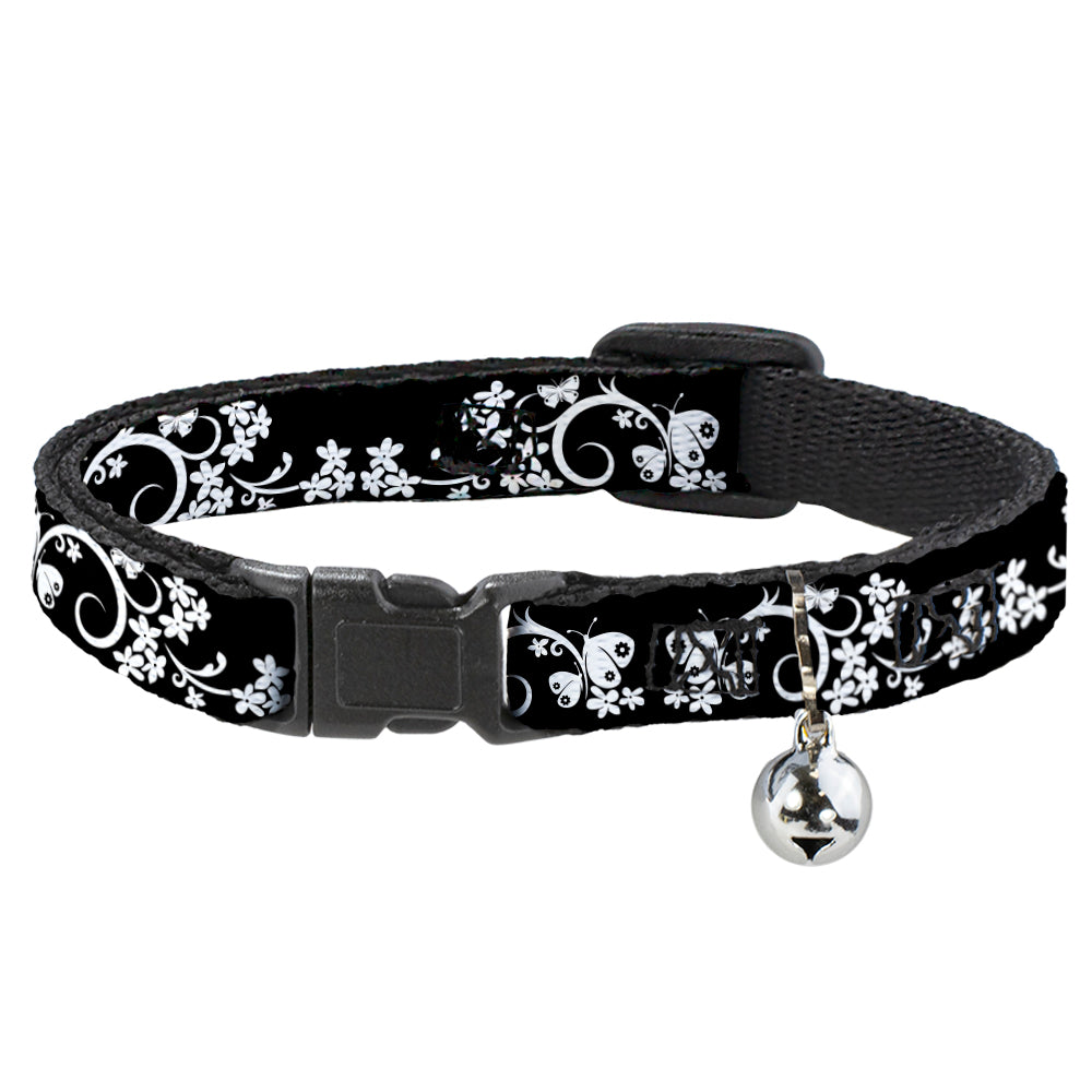 Cat Collar Breakaway - Butterfly Garden 2 Black White Breakaway Cat Collars Buckle-Down   