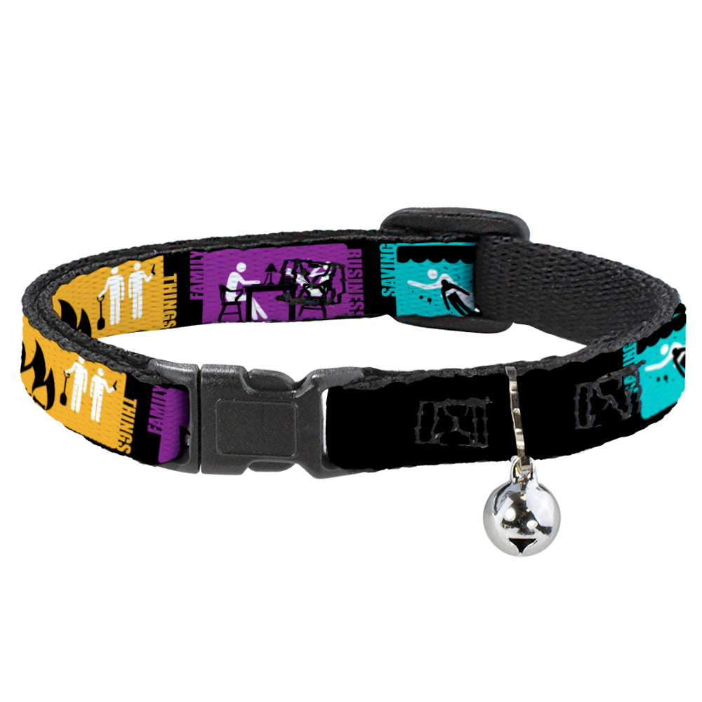 Cat Collar Breakaway - Supernatural SAVING PEOPLE-HUNTING THINGS-FAMILY BUSINESS Blocks Black Teal Gold Purple White Breakaway Cat Collars Supernatural   