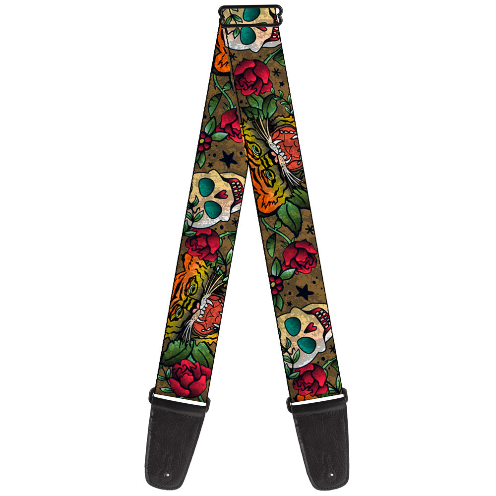 Guitar Strap - Death Before Dishonor CLOSE-UP Olive Guitar Straps Buckle-Down   