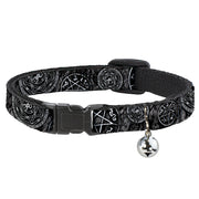 Cat Collar Breakaway - Supernatural Devil's Trap Pentagrams Grays Black White Breakaway Cat Collars Supernatural   