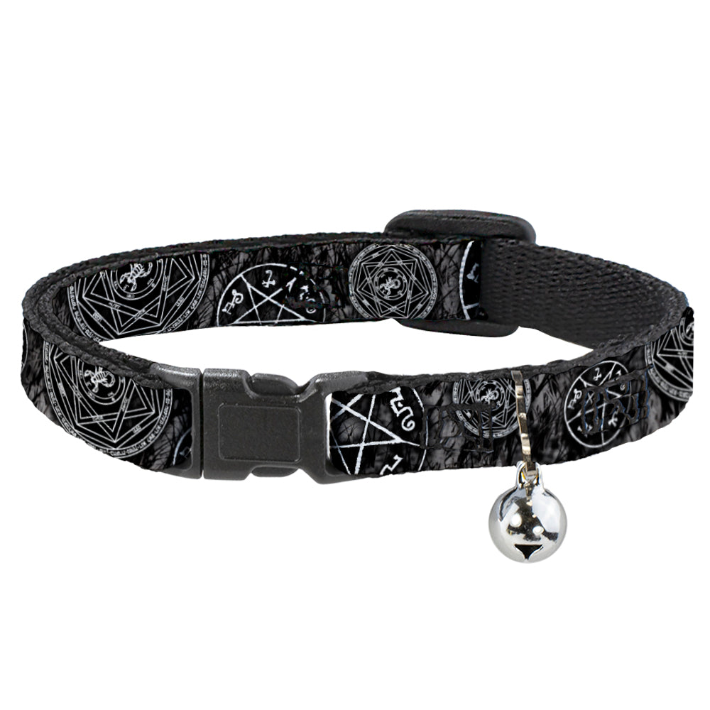 Cat Collar Breakaway - Supernatural Devil's Trap Pentagrams Grays Black White Breakaway Cat Collars Supernatural   