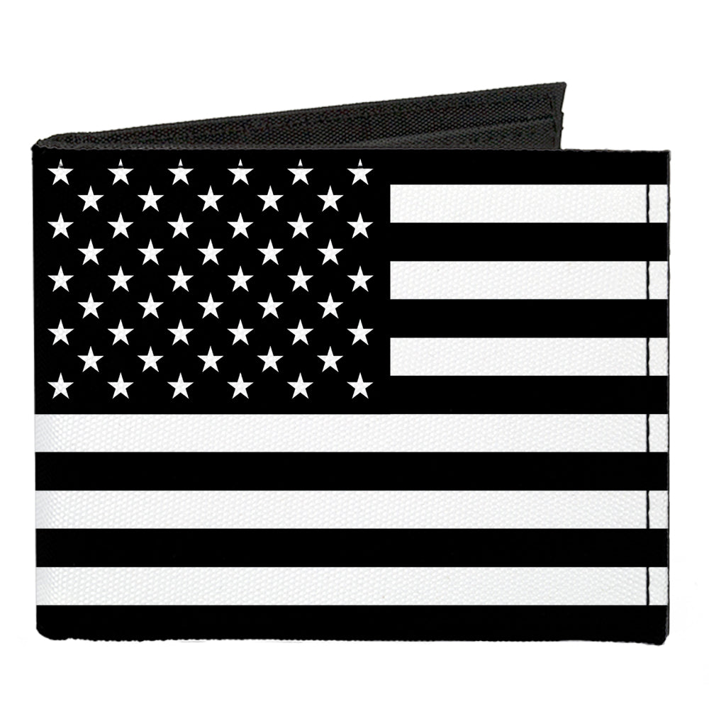 Canvas Bi-Fold Wallet - American Flag Black White Canvas Bi-Fold Wallets Buckle-Down   