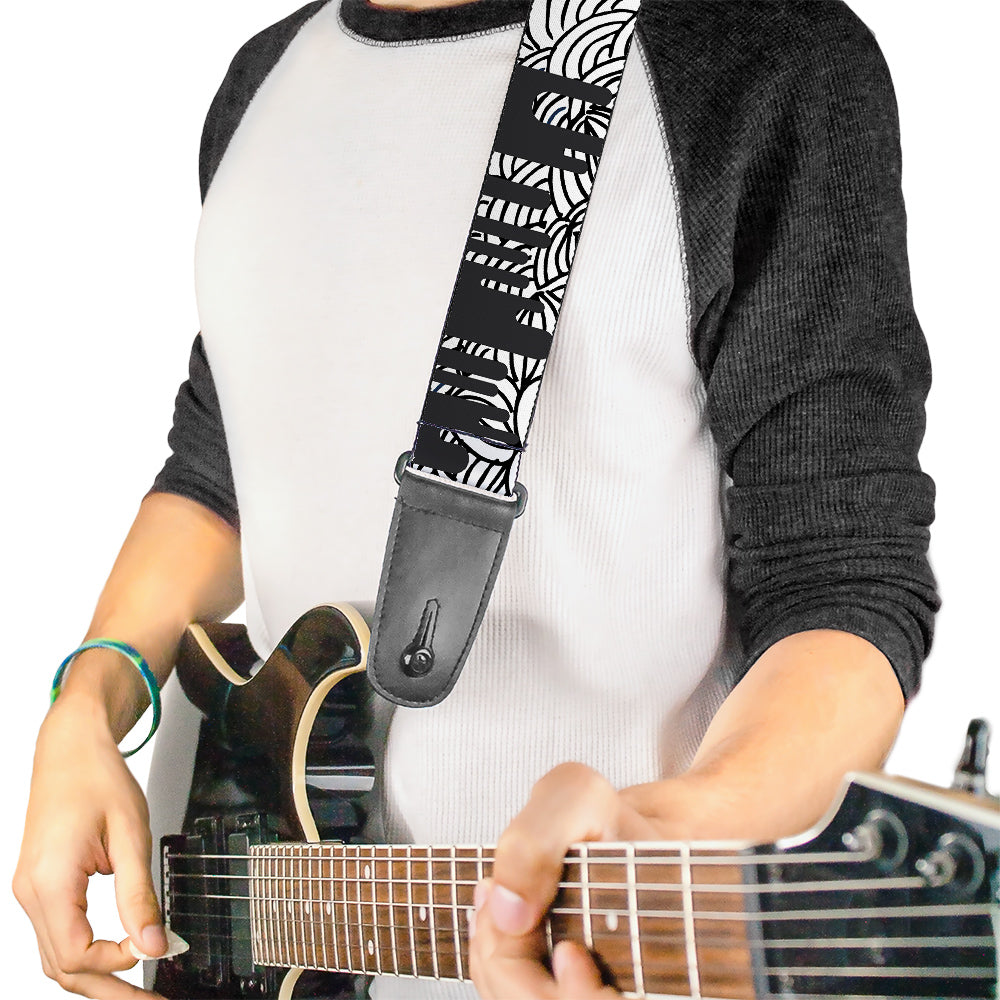Guitar Strap - Doodle1 Paint Drips White Black Guitar Straps Buckle-Down   