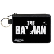 Canvas Zipper Wallet - MINI X-SMALL - THE BATMAN Movie Batman Silhouette Title Black White Canvas Zipper Wallets DC Comics   