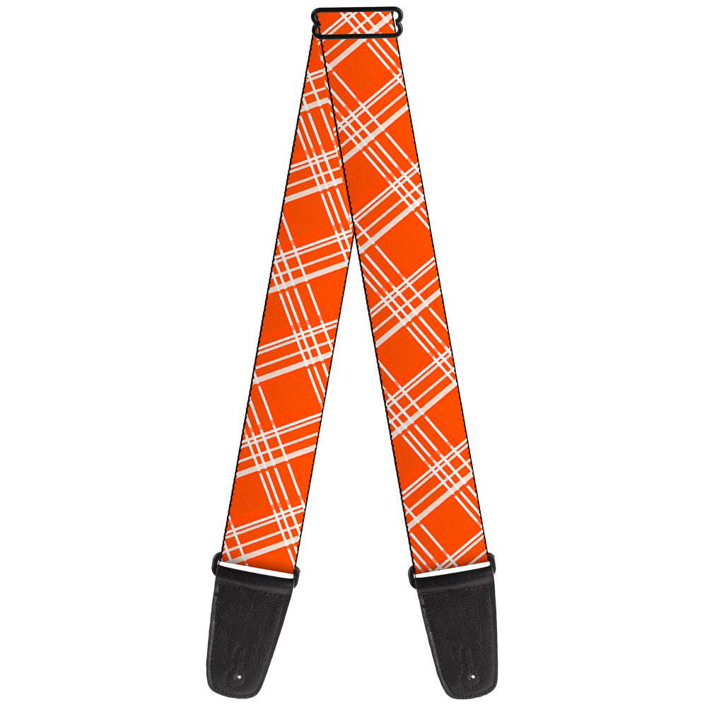 Guitar Strap - Plaid X4 Oranges White Guitar Straps Buckle-Down   