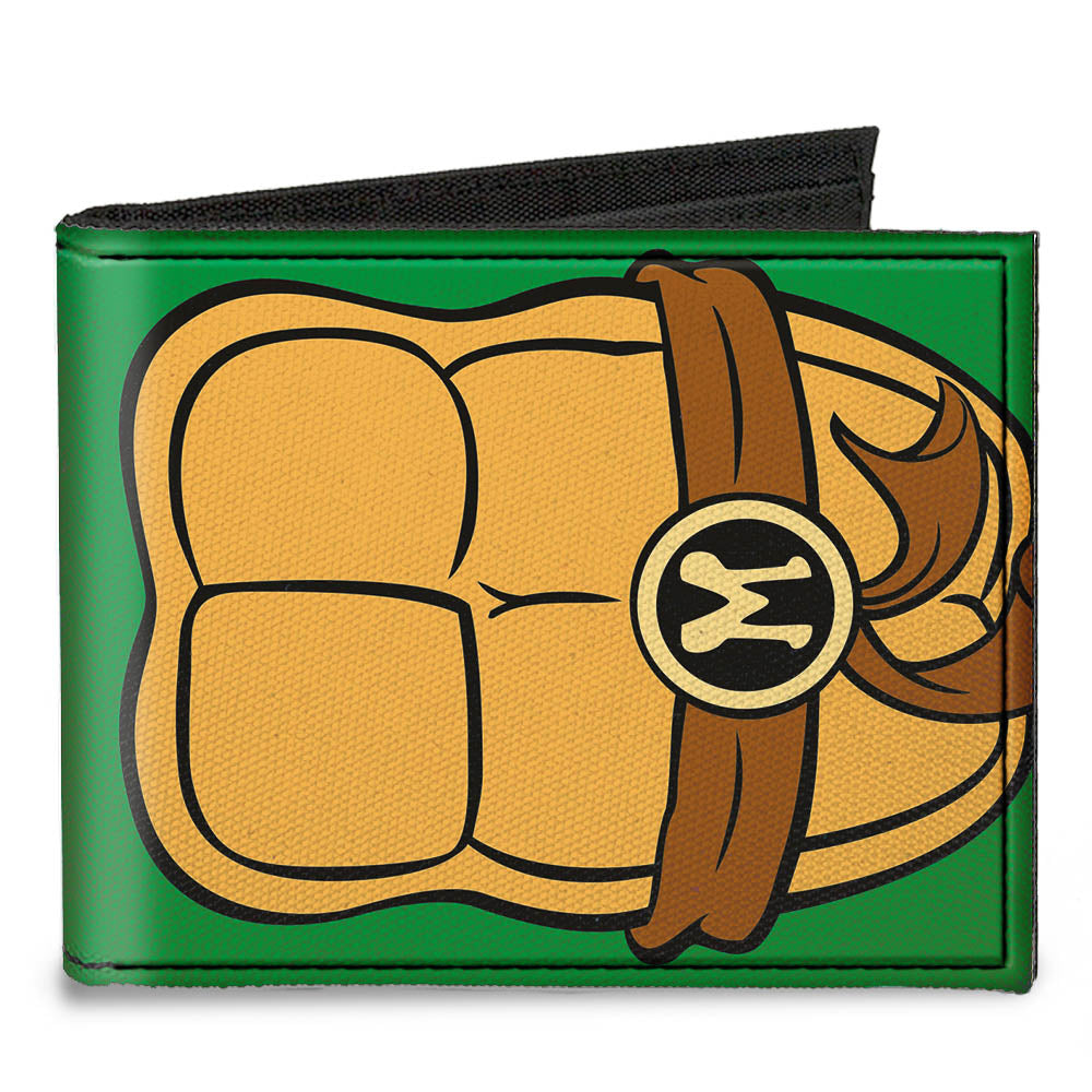 Canvas Bi-Fold Wallet - Classic TMNT Michaelangelo Turtle Shell Greens Browns Canvas Bi-Fold Wallets Teenage Mutant Ninja Turtles