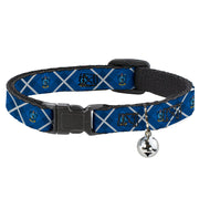 Cat Collar Breakaway with Bell - Harry Potter Ravenclaw Crest Plaid Blues/Gray Breakaway Cat Collars Harry Potter