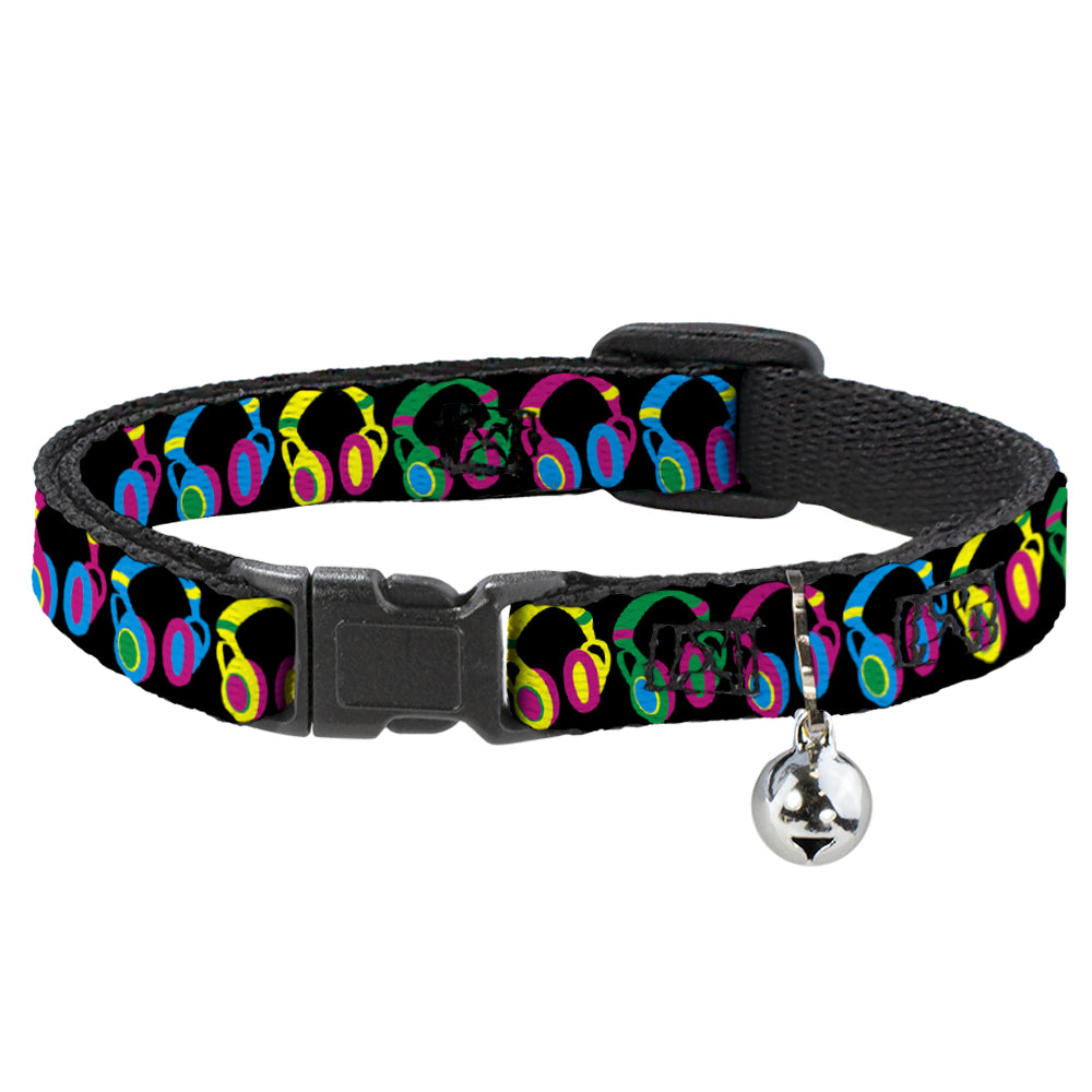 Cat Collar Breakaway - Headphones Black Neon Breakaway Cat Collars Buckle-Down   