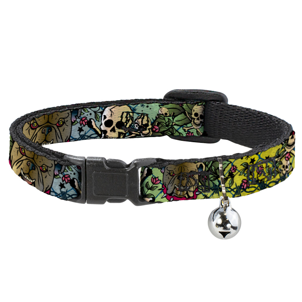 Cat Collar Breakaway - Trust No One CLOSE-UP Yellow Green Blue-S Breakaway Cat Collars Buckle-Down   