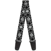 Guitar Strap - Floral Collage Black Gray White Guitar Straps Buckle-Down   