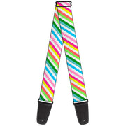 Guitar Strap - Diagonal Stripes White Multi Color Guitar Straps Buckle-Down   
