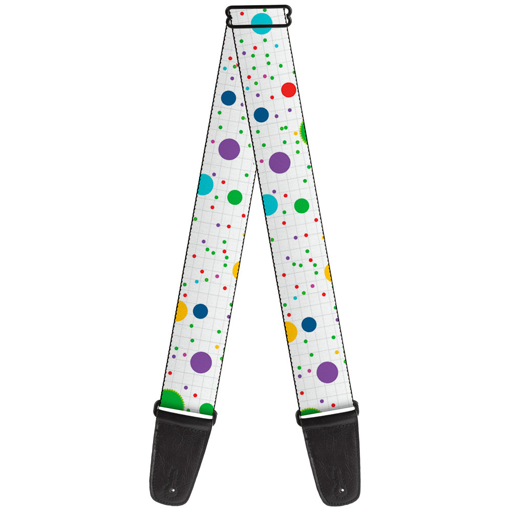 Guitar Strap - Dots Grid2 White Gray Multi Color Guitar Straps Buckle-Down   