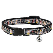 Cat Collar Breakaway - Pin Up Girl Poses Stripe Black White Breakaway Cat Collars Buckle-Down   