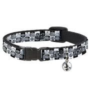 Cat Collar Breakaway - Robot Heads Checkers Black White Breakaway Cat Collars Buckle-Down   