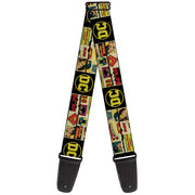 Guitar Strap - Vintage DC Comics Superhero and Logos Collage Black Guitar Straps DC Comics   