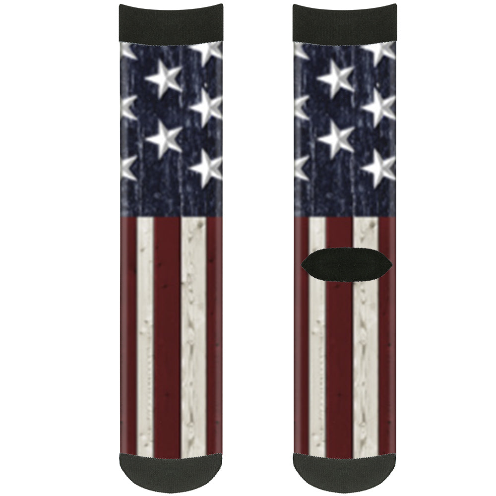 Sock Pair - Polyester - Americana Rustic Stars & Stripes - CREW Socks Buckle-Down   