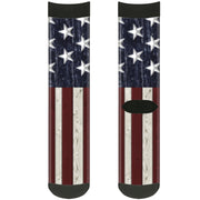 Sock Pair - Polyester - Americana Rustic Stars & Stripes - CREW Socks Buckle-Down   