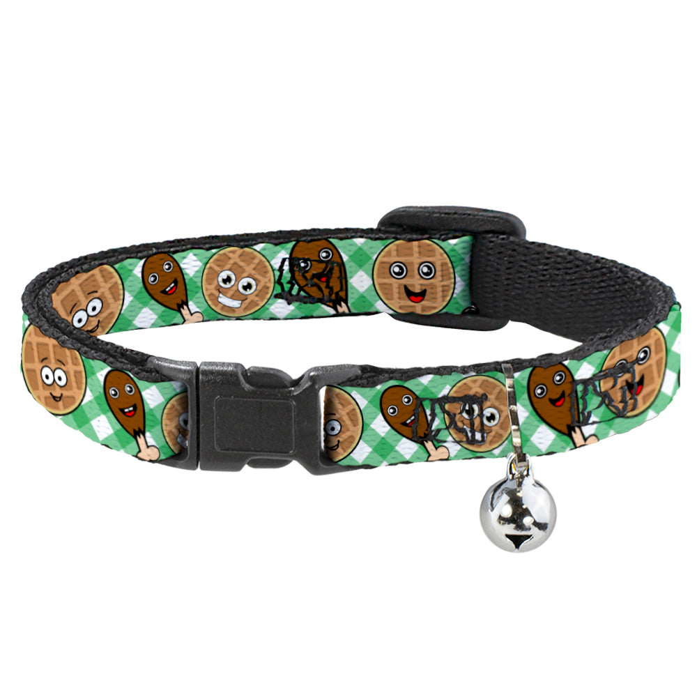 Cat Collar Breakaway - Fried Chicken & Waffles Plaid White Green Breakaway Cat Collars Buckle-Down   