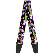 Guitar Strap - Unicorns Rainbow Swirl Black Guitar Straps Buckle-Down   