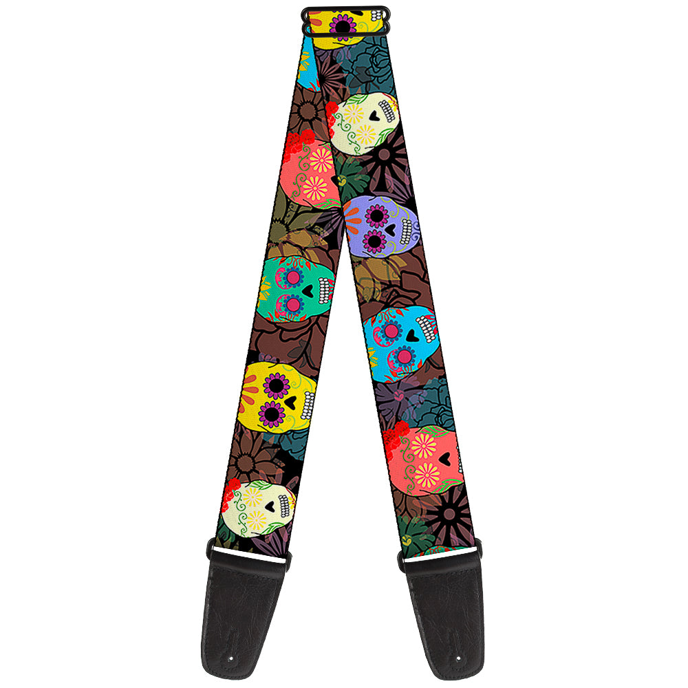 Guitar Strap - Painted Sugar Skulls & Flowers Collage Guitar Straps Buckle-Down   