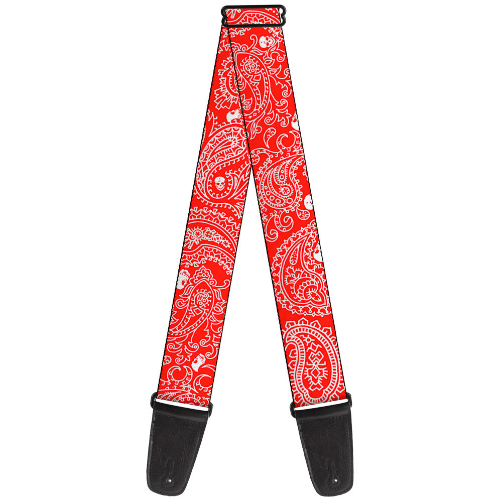 Guitar Strap - Bandana Skulls Red White Guitar Straps Buckle-Down   