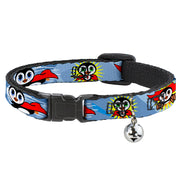 Cat Collar Breakaway - Penguin Superhero Blue Bubbles Breakaway Cat Collars Buckle-Down   