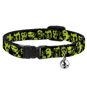 Cat Collar Breakaway - Zombie Expressions Black Green Red Breakaway Cat Collars Buckle-Down   