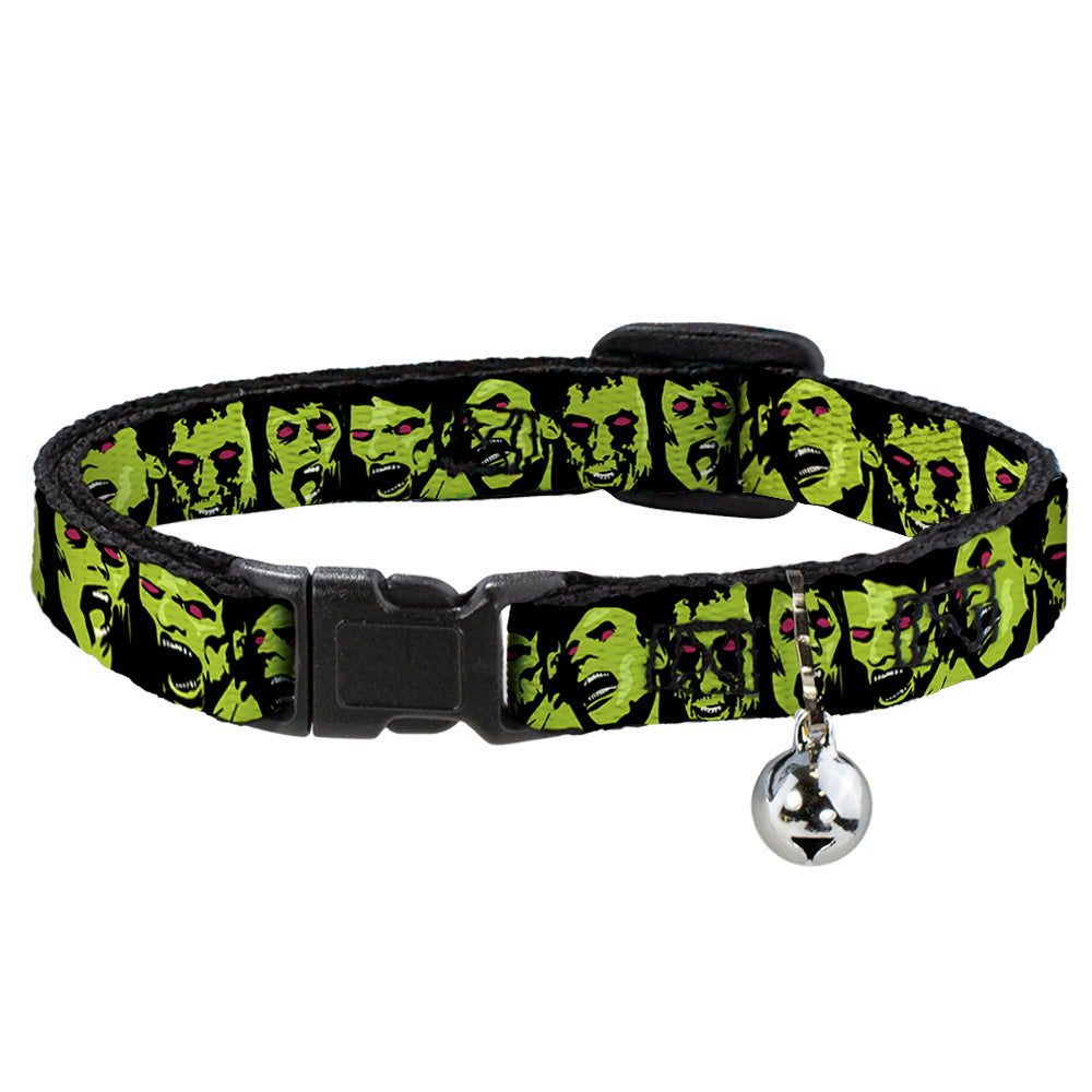 Cat Collar Breakaway - Zombie Expressions Black Green Red Breakaway Cat Collars Buckle-Down   