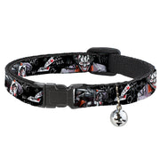 Cat Collar Breakaway - Joker BRILLIANTLY TWISTED PSYCHO 2-Poses Cards Black Grays Breakaway Cat Collars DC Comics   