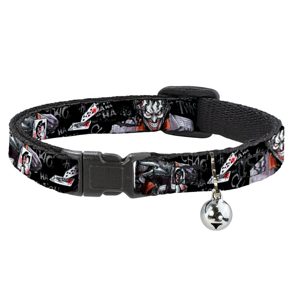 Cat Collar Breakaway - Joker BRILLIANTLY TWISTED PSYCHO 2-Poses Cards Black Grays Breakaway Cat Collars DC Comics   