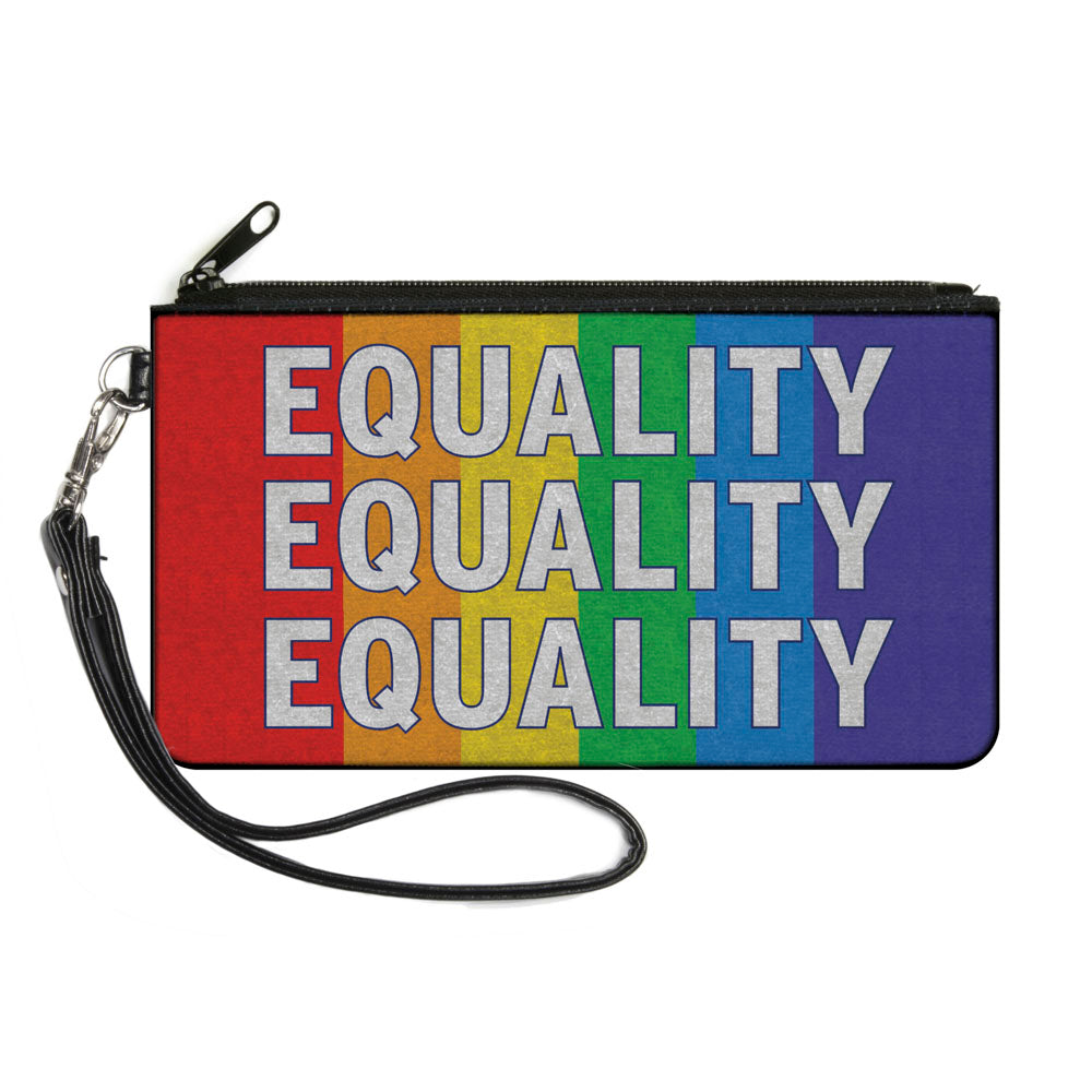 Canvas Zipper Wallet - LARGE - EQUALITY Blocks Rainbow Blue White Canvas Zipper Wallets Buckle-Down   