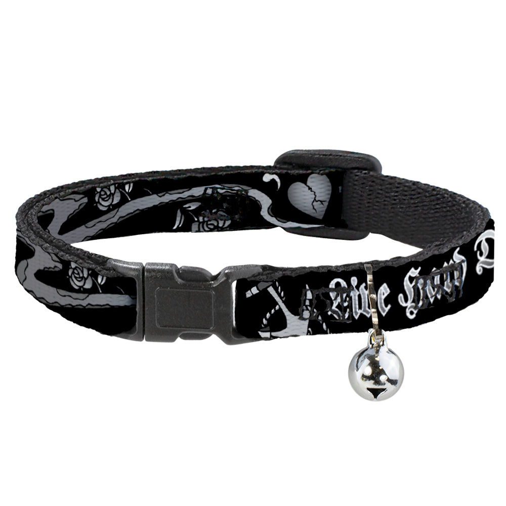 Cat Collar Breakaway - Live Hard Die Young Black White Breakaway Cat Collars Buckle-Down   