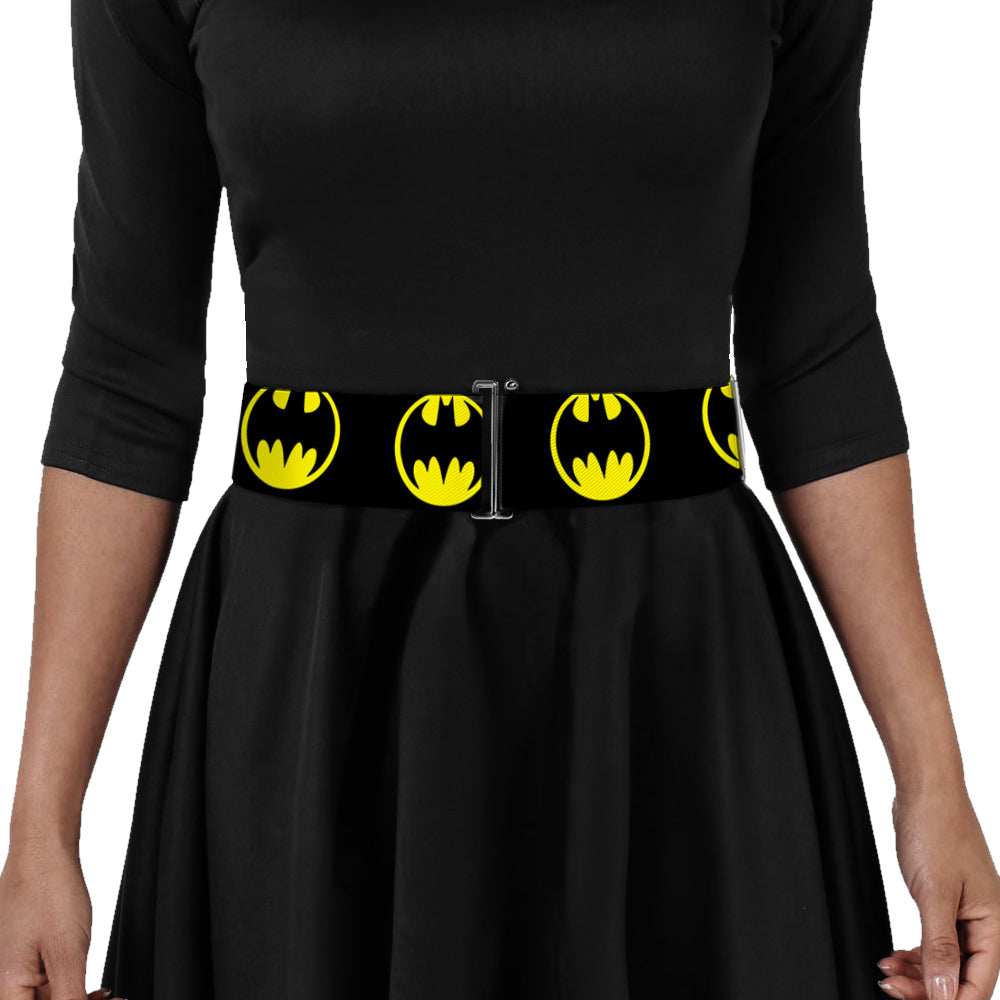 Cinch Waist Belt - Bat Signal-4 Black Yellow Womens Cinch Waist Belts DC Comics   