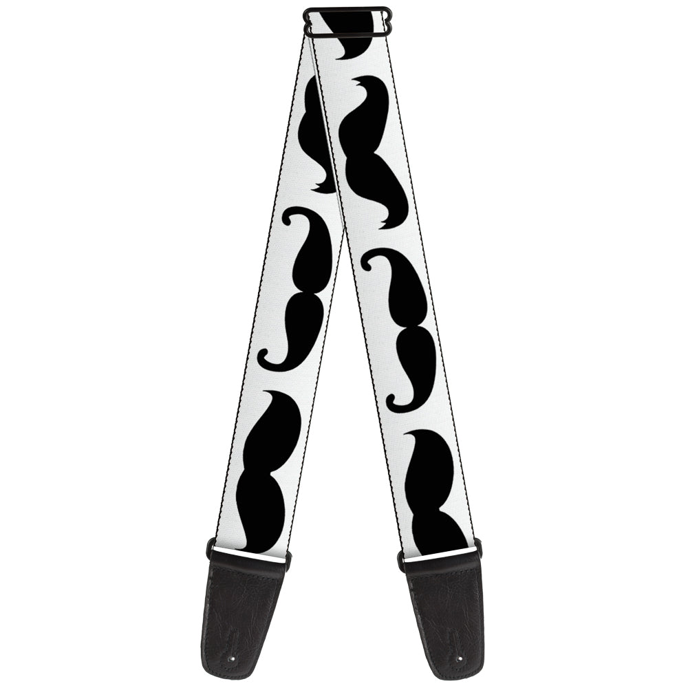 Guitar Strap - Multi Mustaches Sketch White Black Guitar Straps Buckle-Down   