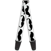 Guitar Strap - Multi Mustaches Sketch White Black Guitar Straps Buckle-Down   