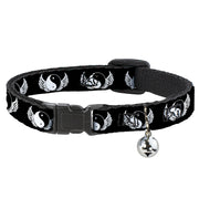 Cat Collar Breakaway - Yin Yang w Wings Black White Breakaway Cat Collars Buckle-Down   