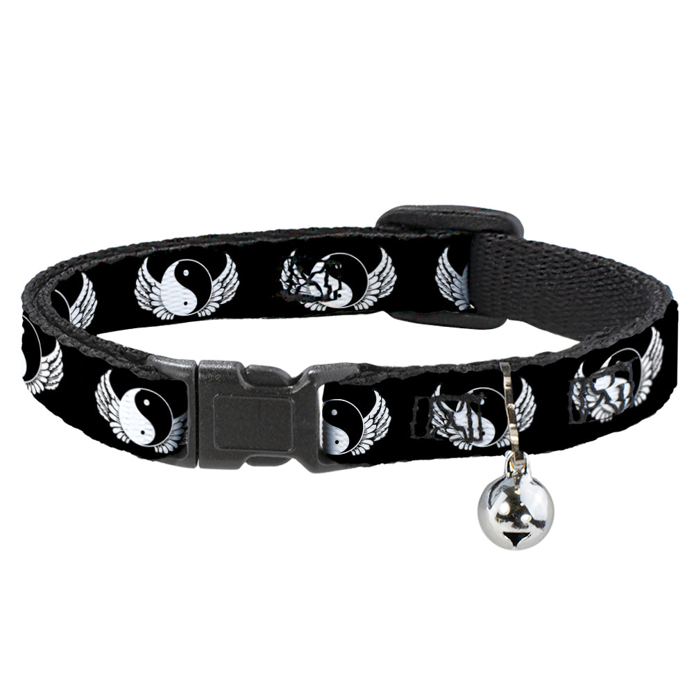 Cat Collar Breakaway - Yin Yang w Wings Black White Breakaway Cat Collars Buckle-Down   