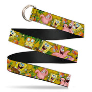 D-Ring Belt - 1.5" - SpongeBob & Patrick Starfish Poses Pineapple Gold D-Ring Belts SpongeBob SquarePants
