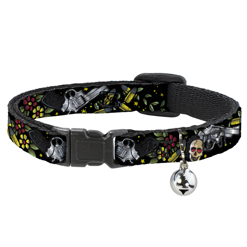 Cat Collar Breakaway - Born to Raise Hell CLOSE-UP Black Breakaway Cat Collars Buckle-Down   