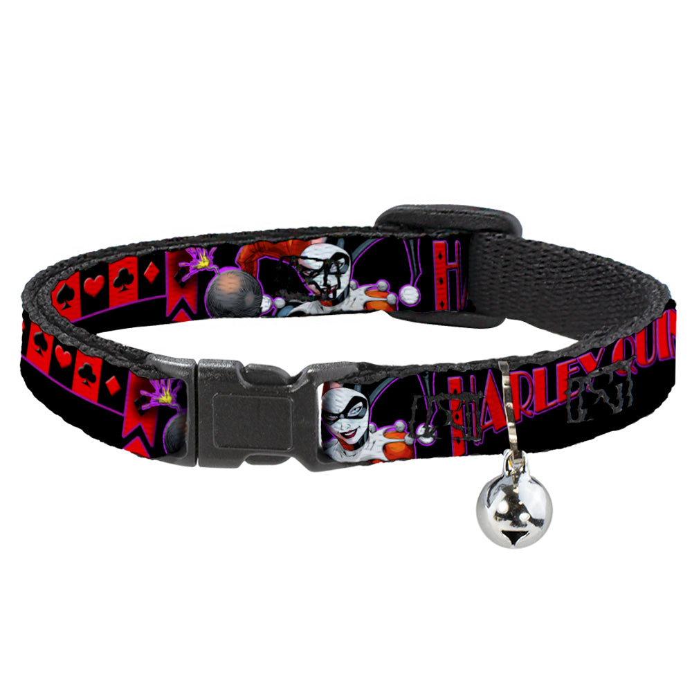 Cat Collar Breakaway - HARLEY QUINN Bomb Poses Suits Black Purple Red Breakaway Cat Collars DC Comics   