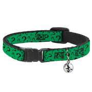 Cat Collar Breakaway - Question Mark Scattered3 Dark Green Black Breakaway Cat Collars DC Comics   