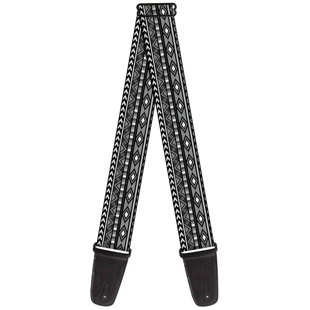 Guitar Strap - Geometric5 Grays Black White Guitar Straps Buckle-Down   