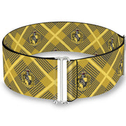 Cinch Waist Belt - Harry Potter Hufflepuff Crest Plaid Yellows Gray Womens Cinch Waist Belts Harry Potter REGULAR - 23-44"