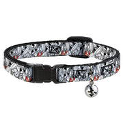 Cat Collar Breakaway - Bugs Bunny Expressions Stacked White Black Gray Breakaway Cat Collars Looney Tunes   