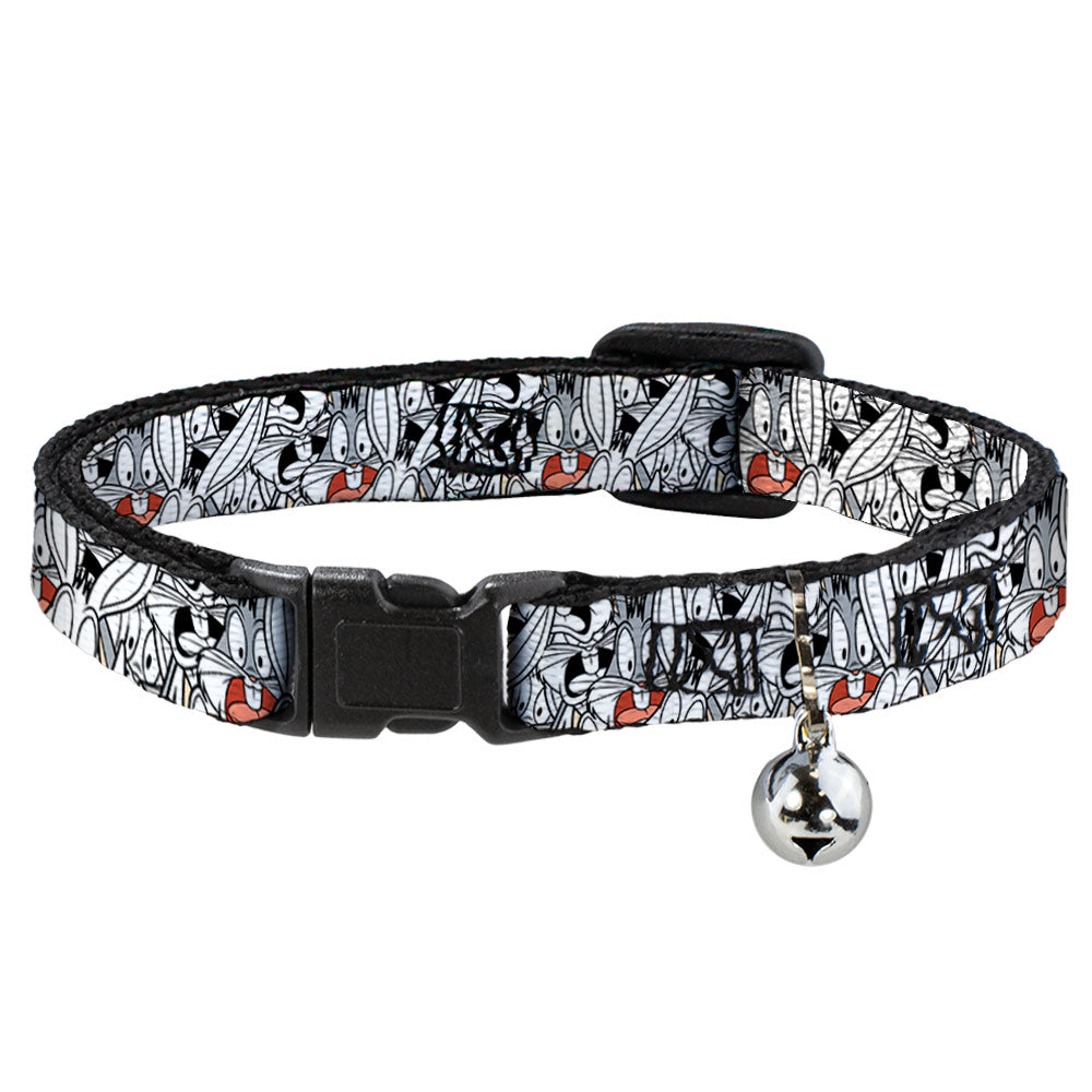 Cat Collar Breakaway - Bugs Bunny Expressions Stacked White Black Gray Breakaway Cat Collars Looney Tunes   