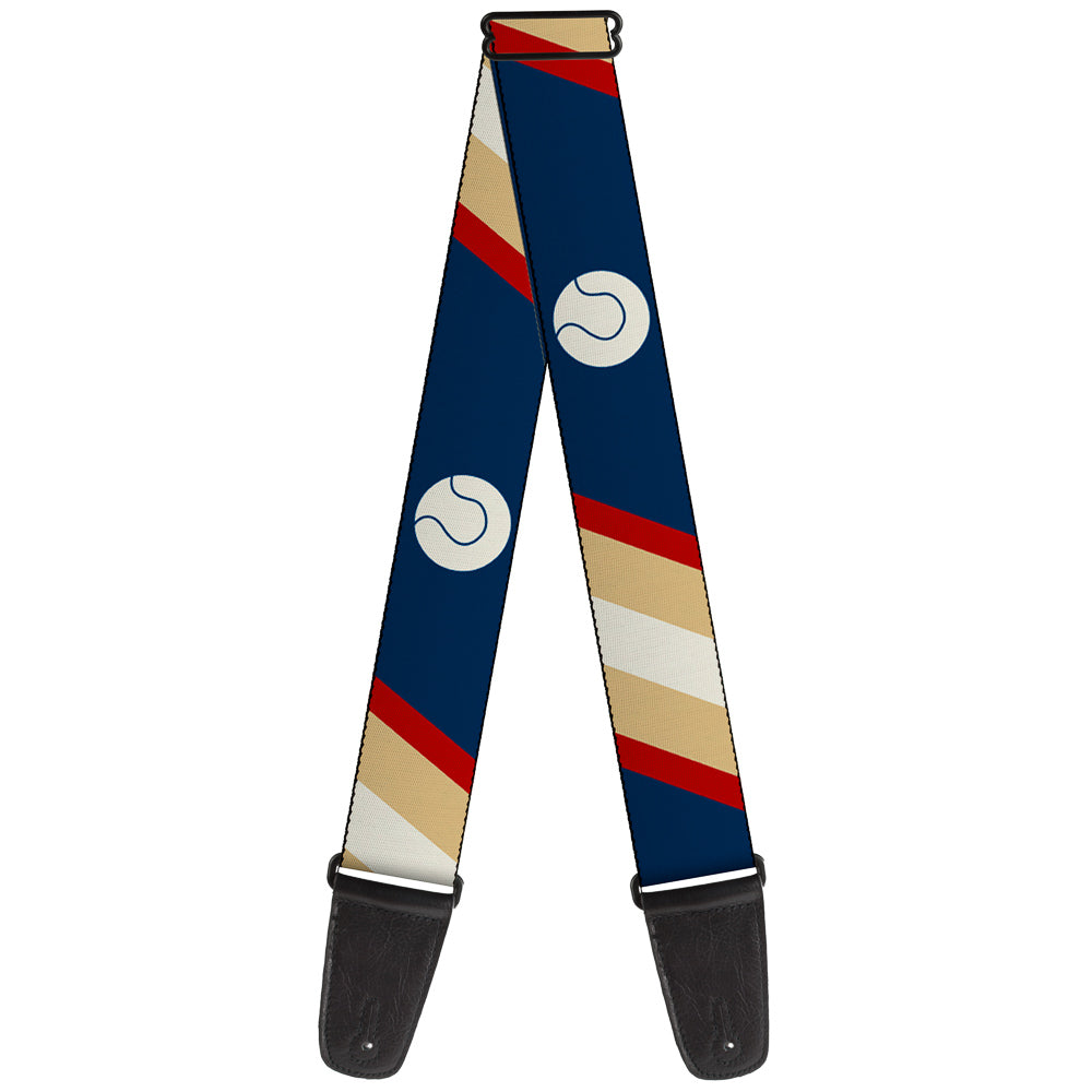 Guitar Strap - Ball Stripes Tan Blue Burgundy Guitar Straps Buckle-Down   