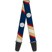Guitar Strap - Ball Stripes Tan Blue Burgundy Guitar Straps Buckle-Down   
