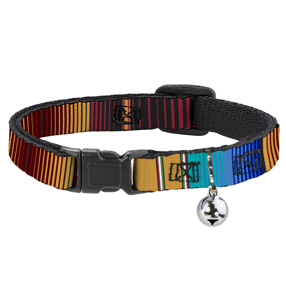 Cat Collar Breakaway - Zarape6 Vertical Stripe Gold Blues Black Red Breakaway Cat Collars Buckle-Down   